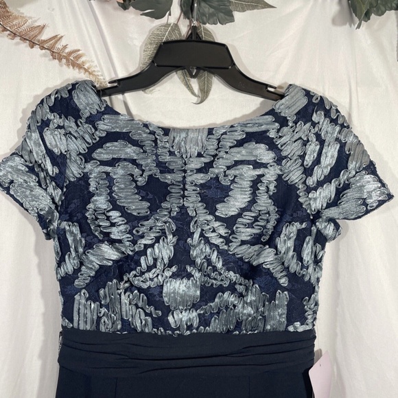 NWT $188‎ JS COLLECTIONS [ 4 ] Mixed Media Soutache Midi Dress In Navy - Picture 8 of 12